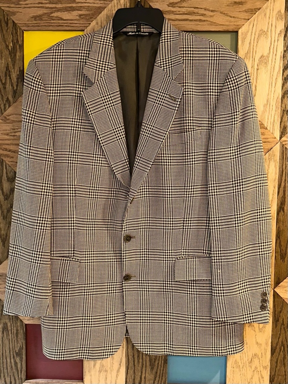 Vintage 80’s Houndstooth Blazer Men’s Made in Canada Wool Sport Coat 42R